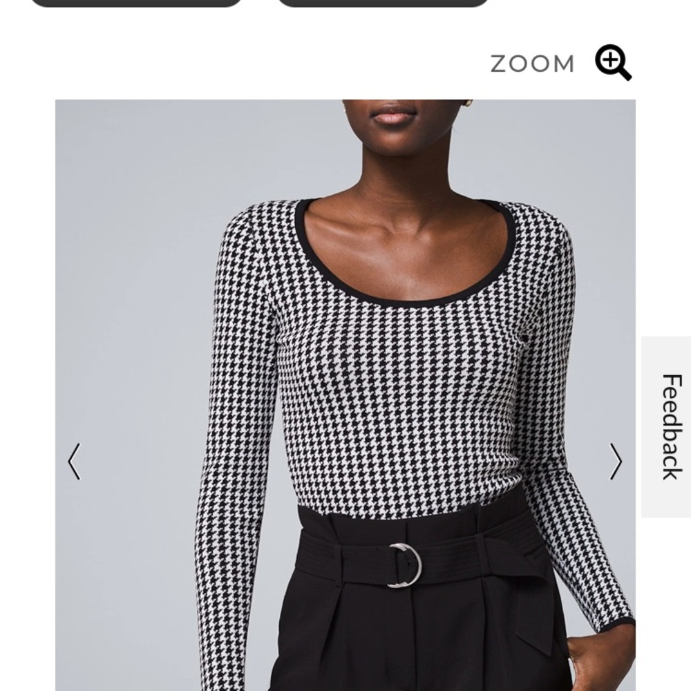 WHBM herringbone black and white scoop top xs. Perfect for spring
